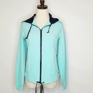 Carve Designs Womens Teal Outdoor Active Running Full Zip Windbreaker Jacket, XS